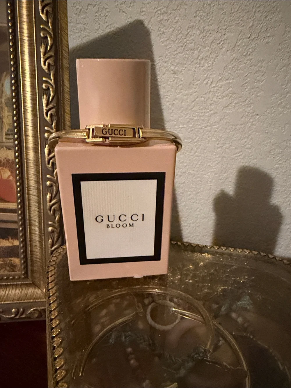Gucci Gold-Tone Bangle Watch with Pink Enamel Bezel